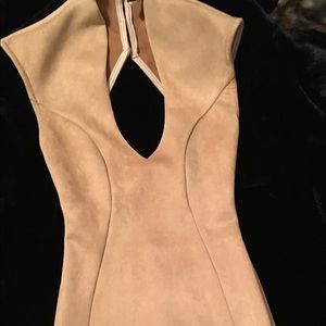 Suede U Neck Bodycon Dress
